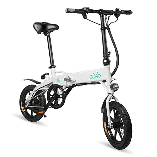 Electric Bike : geshiglobal Electric Bike Folding E-bike for adults, Rechargeable Foldable Lightweight Electric Bicycle for Outdoor Cycling, Max Speed 25km / h, Motor 350W, Received within 3-7 days White