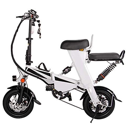 Electric Bike : GEXING Folding Electric Car 350w48v, adult maximum weight 120kg, unisex electric bicycle (Color : White)