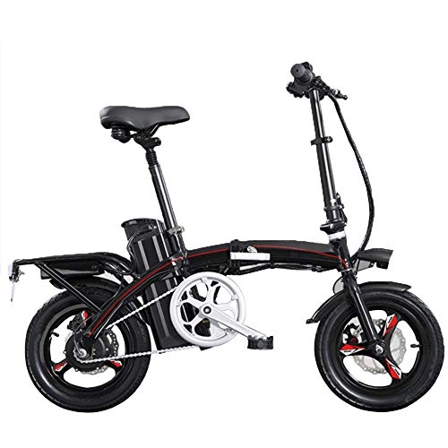 Electric Bike : GEXING Folding Electric Car Adult mini rechargeable battery riding mode with LED lighting travel pedal small battery car unisex (Color : Black)