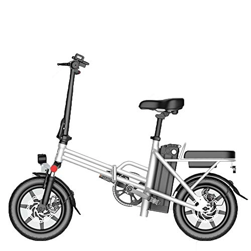 Electric Bike : GEXING Folding Electric Car Portable, commuting and leisure | Rear suspension, pedal-assisted unisex bike, 288W / 48V (Color : White)