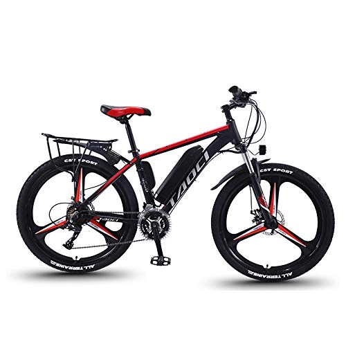 Electric Bike : GFKD Electric Bikes for Adult, Mens Mountain Bike Magnesium Alloy Ebikes Bicycles All Terrain 26" 36V 350W Removable Lithium-Ion Battery for Outdoor Cycling Travel Work Out, Black, 13AH90KM