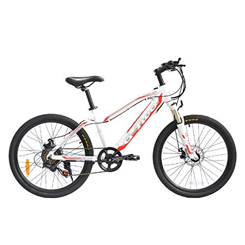 Electric Bike : GG 24'' Pedal Assist Electric Bike Mountain Bicycle, Disc Brake, 250W Brushless Motor, 36V 7.8Ah / 8.7Ah / 9.6Ah / 10.5Ah Built-in Battery, Aluminum Alloy Frame(White, 250W 36V10.5Ah)