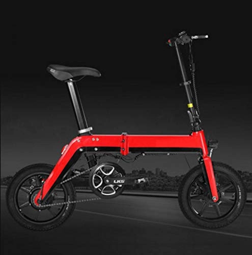 Electric Bike : GHGJU Bicycle 12-inch lightweight bicycle Folding electric bicycle ult ra-light adult convenient bicycle Suitable for everyday sports and cycling (Color : Red)