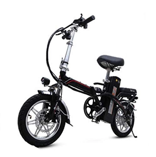 Electric Bike : GHGJU Bicycle 14 inch electric bicycle folding adult mini u ltra light electric single car Suitable for everyday sports and cycling (Color : Black)