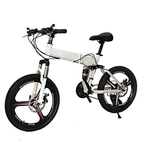 Electric Bike : GHGJU Bicycle 20 inch mountain bike folding double shock absorption adult student car Suitable for everyday sports and cycling (Color : White)