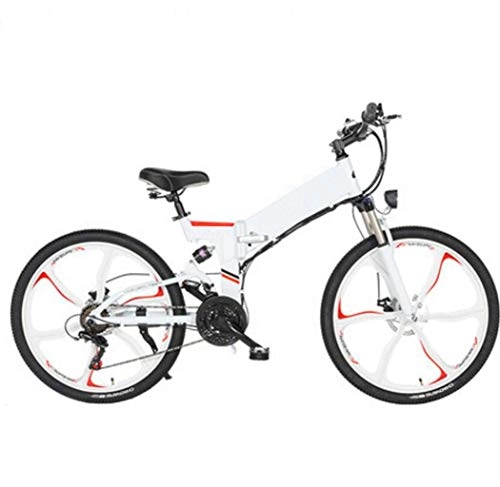 Electric Bike : GHGJU Bicycle electric bicycle 26 inch folding electric bicycle mountain bike moped adult Suitable for everyday sports and cycling (Color : White)