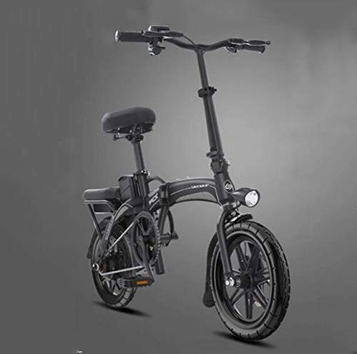Electric Bike : GHGJU Bicycle folding electric bicycle adult small 14 inch electric bicycle moped Suitable for everyday sports and cycling (Color : Black)