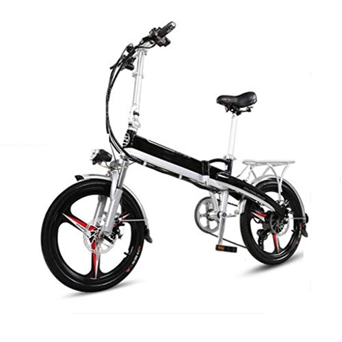 Electric Bike : GHGJU Bicycle folding electric bicycle moped 48V mini variable speed electric bicycle Suitable for everyday sports and self-fitness (Color : Black)