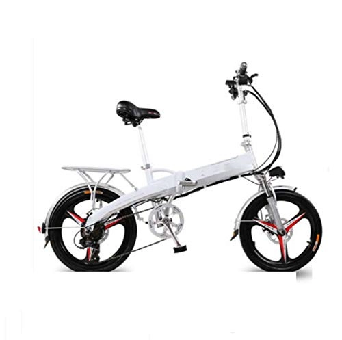 Electric Bike : GHGJU Bicycle folding electric bicycle moped 48V mini variable speed electric bicycle Suitable for everyday sports and self-fitness (Color : White)