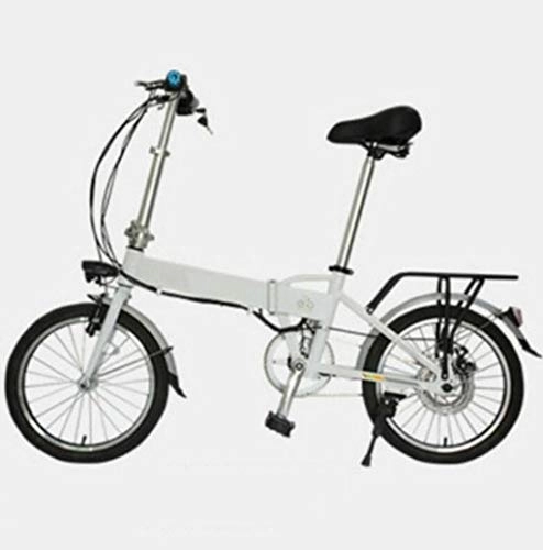 Electric Bike : GHGJU Electric bicycle folding electric bicycle portable adult battery car small mini power electric Suitable for everyday sports and cycling (Color : White)