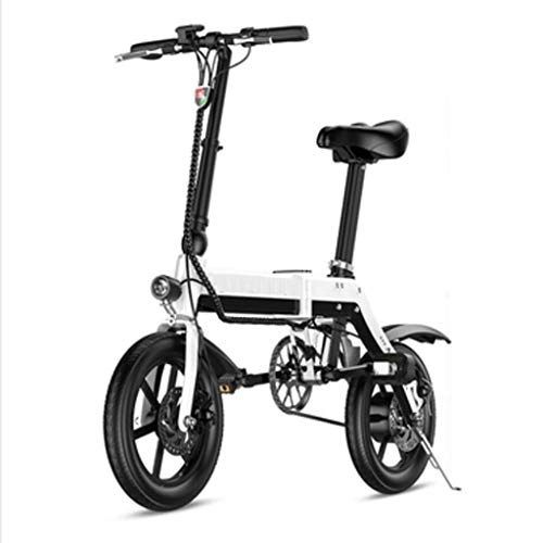 Electric Bike : GHGJU Electric bicycle folding small power battery car ul tra light portable electric bicycle Suitable for everyday sports and cycling (Color : White)