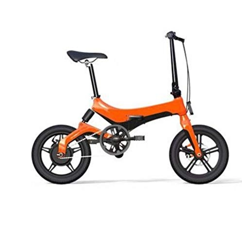 Electric Bike : GHGJU Electric bicycle mini folding electric car small battery car ul tra light portable adult travel bicycle Suitable for everyday sports and self-exercise bicycles (Color : Orange)