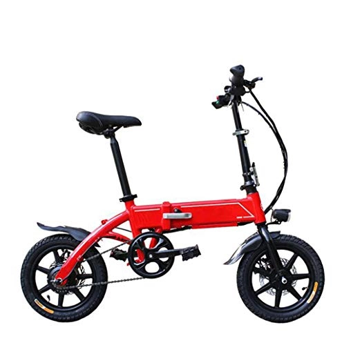 Electric Bike : GHGJU Electric car adult folding bicycle portable electric bicycle moped fashion battery car Suitable for everyday sports and cycling (Color : Red)