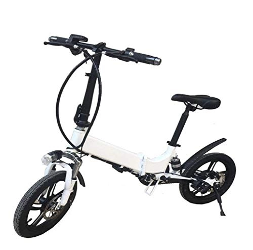 Electric Bike : GHGJU Single Car electric bicycle 14 inch adult folding battery car mini bicycle bicycle Suitable for everyday sports and cycling (Color : White)