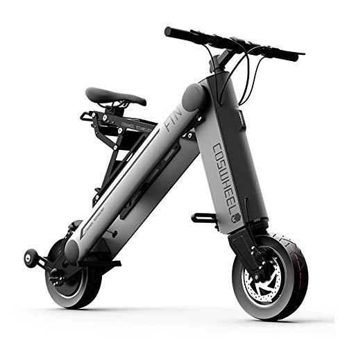 Electric Bike : GJBHD Adult Folding Electric Bicycle 8 Inch Travel Mini Portable Battery Electric Car Battery Life 30-35KM (gray) gray 8inches