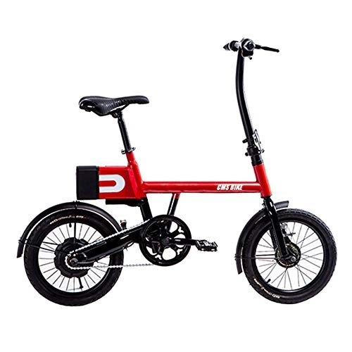 Electric Bike : GJBHD Adult Folding Electric Bicycle Lithium Battery Boost Electric Bicycle 16 Inch Mini Battery Car Motorcycle red 16 inches