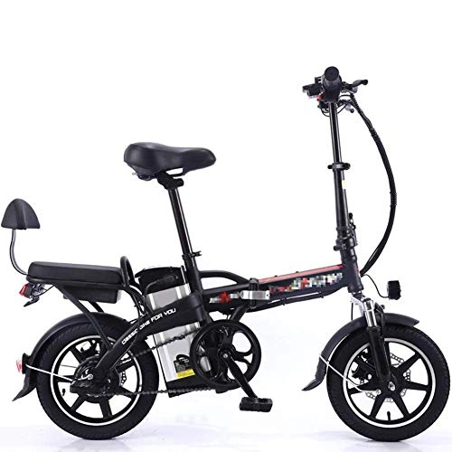 Electric Bike : GJJSZ Aluminum Folding Ebike with Pedals, Power Assist, And Motor 48V 350Wh, Battery, Electric Bike with 14 Inch