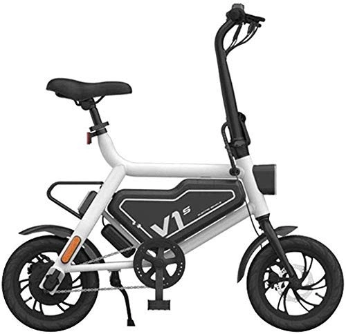 Electric Bike : GJJSZ Folding Electric Bicycle, 12 Inches Electric Assist Bicycle Portable Folding Bicycle Battery Lightweight And Aluminum Folding Bike with Pedals