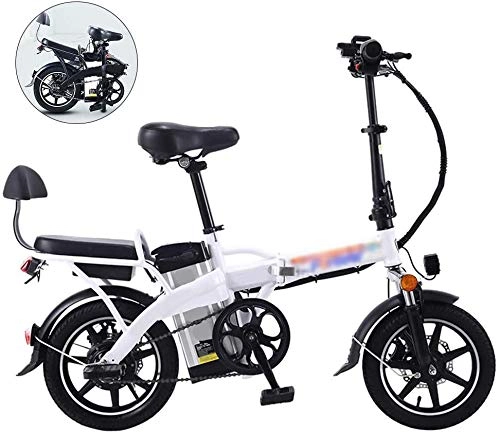 Electric Bike : GJJSZ Folding Electric Bike, 14 Inch Collapsible Electric Commuter Bike Ebike with Removable Lithium Battery Explosion-Proof Tire Battery Anti-Theft Lock