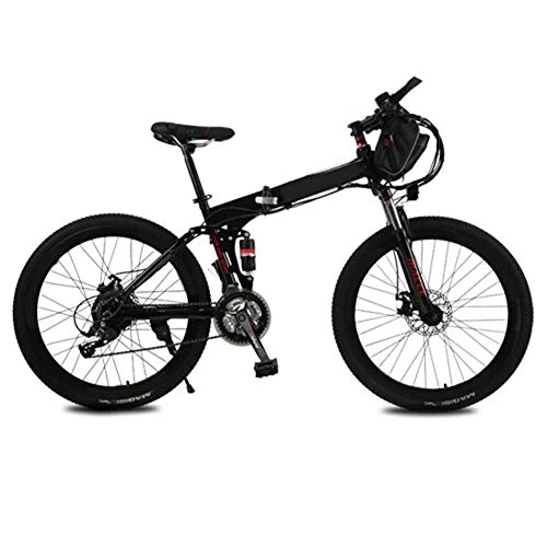 Electric Bike : GJJSZ Mountain Bike 21 Speed 26Inches Spoke Wheels Dual Suspension Folding Bike with A Bag
