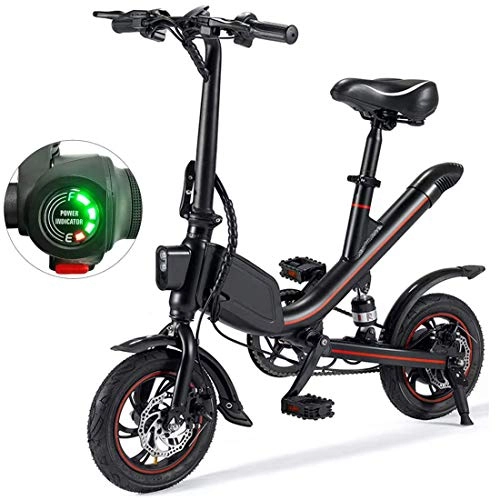 Electric Bike : GJNWRQCY Electric Bikes for Adults, Folding e Bikes for Women with 250W 7.8Ah Battery 36v 12inch Lightweight for Men City Fitness Outdoor Sporting Commuting, Black