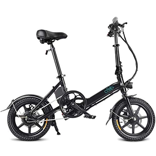 Electric Bike : GJNWRQCY Folding E-Bike, 250W Aluminum Electric Bicycle with Pedal for Adults and Teens, 14" Electric Bike with 36V / 7.8AH Lithium-Ion Battery, Black