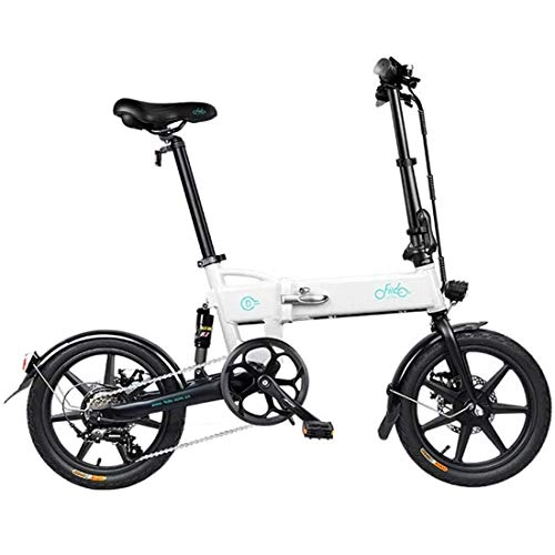 Electric Bike : GJNWRQCY Folding Electric Bike for Adults 16-inch Tires Mountain Electric Bike 250W Watt Motor 6 Speeds Shift Electric Bike for City Commuting Outdoor Cycling Travel Work Out, White