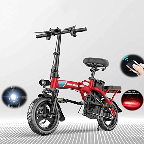 Electric Bike : GJYJJKRY Foldable Electric Bicycle Adult drive E-bike 48v8an / 13ah / 17ah Lithium Battery Max 90km / h Foldable Bike Electric Bicycle Electric Scooters Adult With 14''Explosion-proof Vacuum Tire, Red-17ah