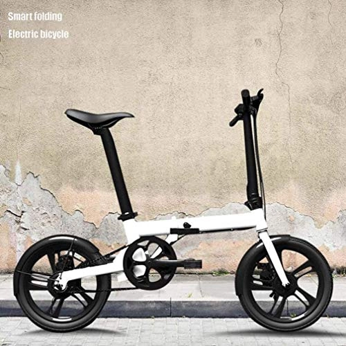 Electric Bike : GLJY 16 Inch Smart Folding Electric Bike, Lightweight Aluminum Alloy Frame Electric Bicycle, Removable Lithium-Ion Battery, LCD Liquid Crystal Instrument, ACS Cruise Control System, White