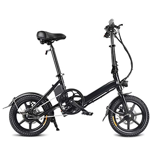 Electric Bike : Glomixs Electric Folding Bike Foldable Bicycle Double Disc Brake Portable for Cycling, Folding Electric Bike with Pedals, 7.8AH Lithium Ion Battery; Electric Bike with 14 inch Wheels and 250W Motor
