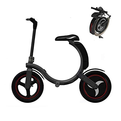Electric Bike : GLYIG Electric Bikes Smart Portable Folding Scooter With Led Speed up to 30Km / h, Collapsible Frame Travel Pedal Car, 350W Engine Electric Bicycle(Black)