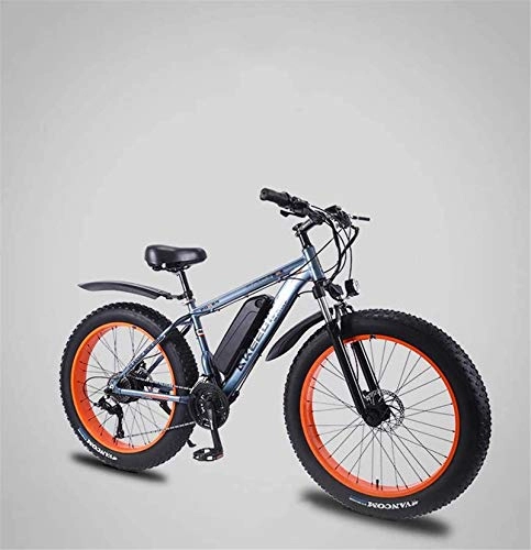 Electric Bike : GMZTT Unisex Bicycle Adult Fat Tire Electric Mountain Bicycle, 36V Lithium Battery Electric Bicycle, High-Strength Aluminum Alloy 27 Speed 26 Inch 4.0 Tires Snow Bikes (Color : A, Size : 70KM)
