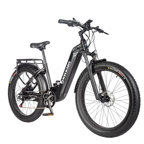 Electric Bike : GN26 26Inch Fat Tire Electric Bike for Adult, Step-Thru Commuter Ebike for Women with Bafang Motor and 48V 17.5AH Samsung Battery