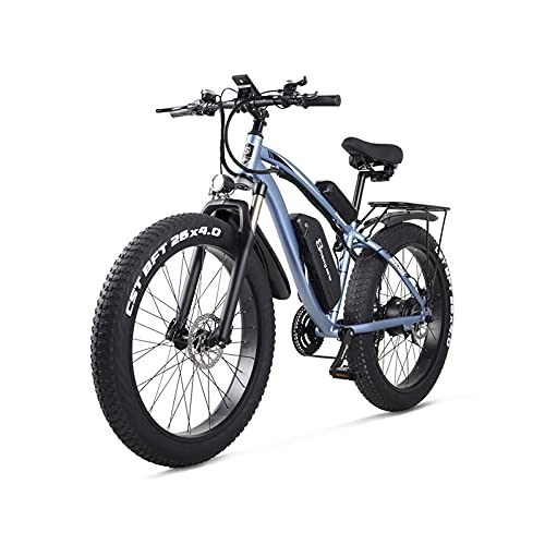 Electric Bike : GOUHOME 26 Inch Road Electric Bike 1000W Mens Mountain Beach Snow Bicycle 48V17Ah Lithium Battery 4.0 Fat Tire E-bike Hydraulic Disc Brake for Adult (Color : Blue, Size : 26 inch)