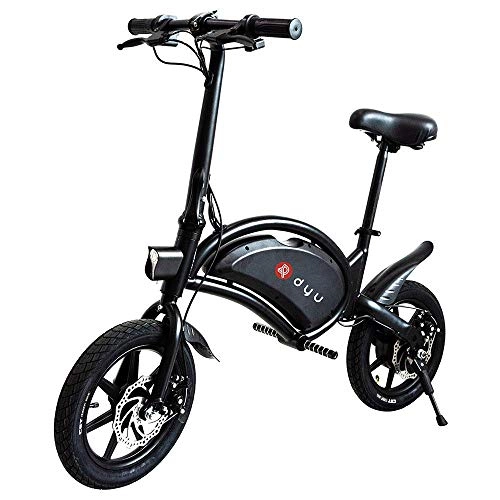 Electric Bike : GoZheec Electric Bicycle Folding & Foldable Moped, 14 Inch E-bike with Inflatable Rubber Tires 240W Motor & / 10Ah Battery Max Speed 25km / h Dual Disc Brakes Adjustable Height - Black
