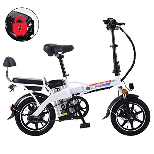Electric Bike : Gpzj Folding Electric Bike, 14 Inch Collapsible Electric Commuter Bike Ebike with 48V 16 Ahremovable Lithium Battery Explosion-Proof Tire Battery Anti-Theft Lock