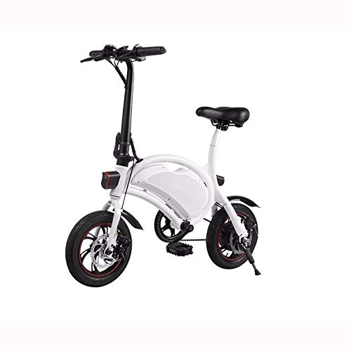Electric Bike : Green travel Electric Scooter 12 inch 36V Folding E-bike with 7.5Ah Lithium Battery, City Bicycle Max Speed 25 km / h, Disc Brakes White