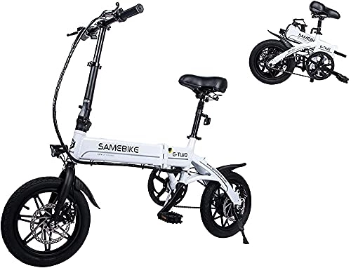 Electric Bike : Greenhouses 14 Inch E-bike Electric Bike, Foldable City Bike Men Women 250W, Foldable Electric Bike With 36V 8Ah Battery, 25 Km / H Ebike, 3 WORKING MODES / Package Weight 21kg(Color:white)