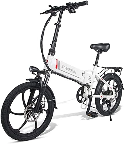 Electric Bike : Greenhouses 20 Inch Foldable Electric Bike 350W 48V 10.4Ah, E-bike Electric Bike For Adults With Remote Control, 7-speed Gear Lever(Color:white)