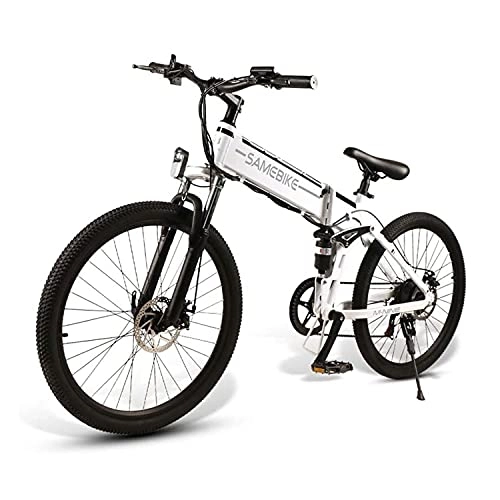 Electric Bike : Greenhouses Ebike，26 Inch Electric Bike Mountain Bike, Adult Foldable Electric Mountain Bike 350W 48V 10AH, Electric Bike Men And Women With Central LCD Instrument(Color:white 2)