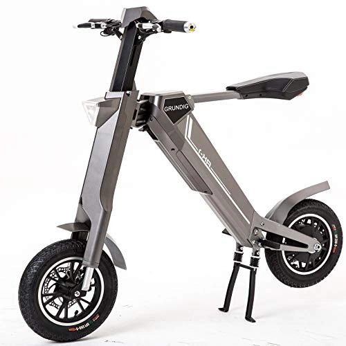 Electric Bike : GRUNDIG Elektrofahrrad E Bike Bicycle Electric Scooter Folding Smart Mountain E-Bike For Adults Teenager with 350W Motor Bluetooth Speaker LCD Lithium-ion Battery 30 km / h (Grey)
