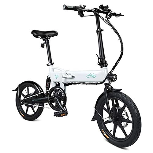Electric Bike : GRXXX 16-Inch Portable Electric Bicycle, Folding Auxiliary Electric Bicycle, 250W 36V 7.8AH Brushless Moped, White