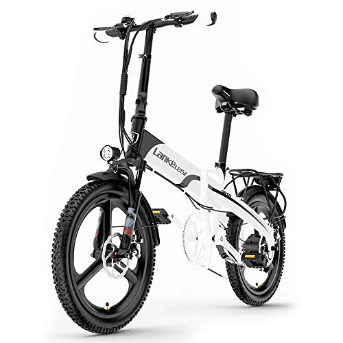 Electric Bike : GRXXX Electric Bicycle, Lithium Battery Adult Folding Electric Bicycle, Male And Female Small Travel Power Battery Car, Black, Red, White, White