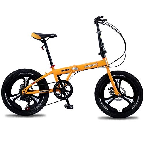 Electric Bike : GRXXX Folding Bicycle Ultra Light Portable Shift Bike Adult Student Male and Female 18 inch, Yellow-18 inches