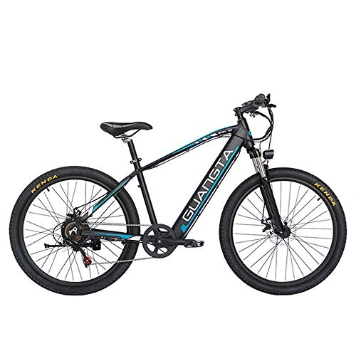 Electric Bike : GTWO 27.5 Inch 750W Electric Bicyle Mountain Bike 48V 15Ah Large Capacity Built-in Battery Lockable Suspension Fork (Black Blue A, Hydraulic Disc Brake)