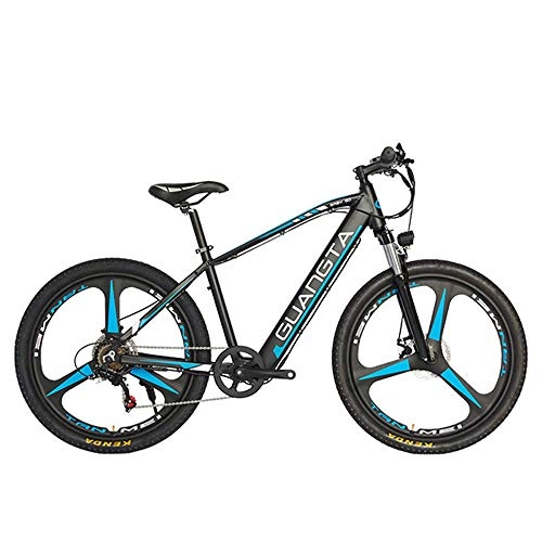 Electric Bike : GTWO 27.5 Inch 750W Electric Bicyle Mountain Bike 48V 15Ah Large Capacity Built-in Battery Lockable Suspension Fork (Black Blue B, Hydraulic Disc Brake)