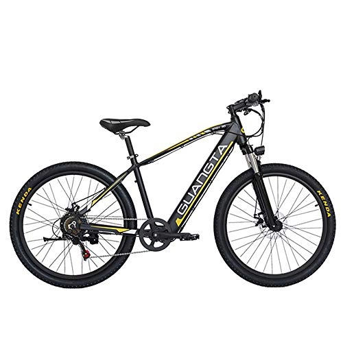 Electric Bike : GTWO 27.5 Inch 750W Electric Bicyle Mountain Bike 48V 15Ah Large Capacity Built-in Battery Lockable Suspension Fork (Black Yellow A, Mechanical Disc Brake)