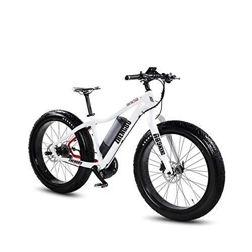 Electric Bike : GTYW, 26 Inch, Carbon Fiber, Wide Tire, Off-road, Power, Electric Car, Snow Mountain Bike, Lithium Battery, Bicycle, Electric Bicycle, Cruise 150km, White-26