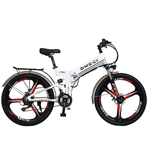 Electric Bike : GTYW, Electric, Folding, Bicycle, 26 Inch, Mountain Bike, Adult Moped, 48V10ah, Electric Bike, Folding Electric Car, White-48V10AH