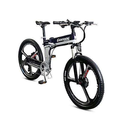 Electric Bike : GTYW Electric Folding Bicycle Mountain Bicycle Adult Bicycle - 26\"-90km Life, Blue-48V10AH